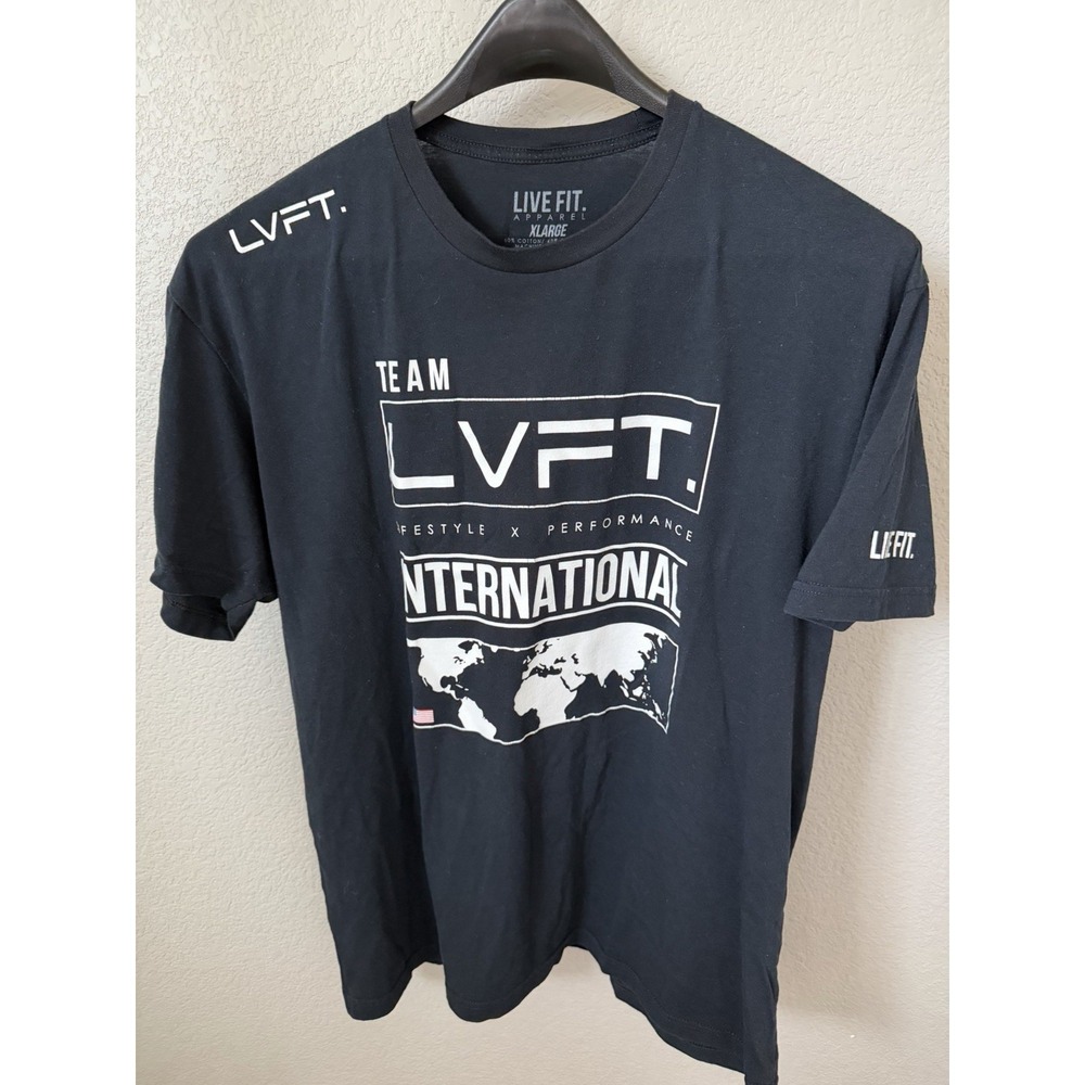 LIVE FIT. LVFT International Graphic Black XL Men's Short Sleeve T-Shirt